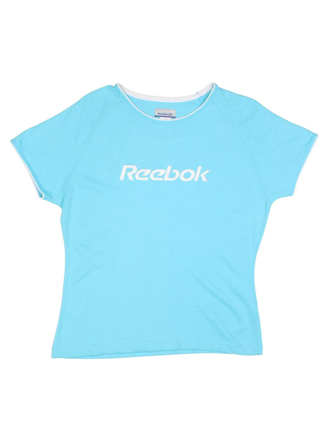 Reebok baby in blue with white piping and an embroidered spellout on the front.