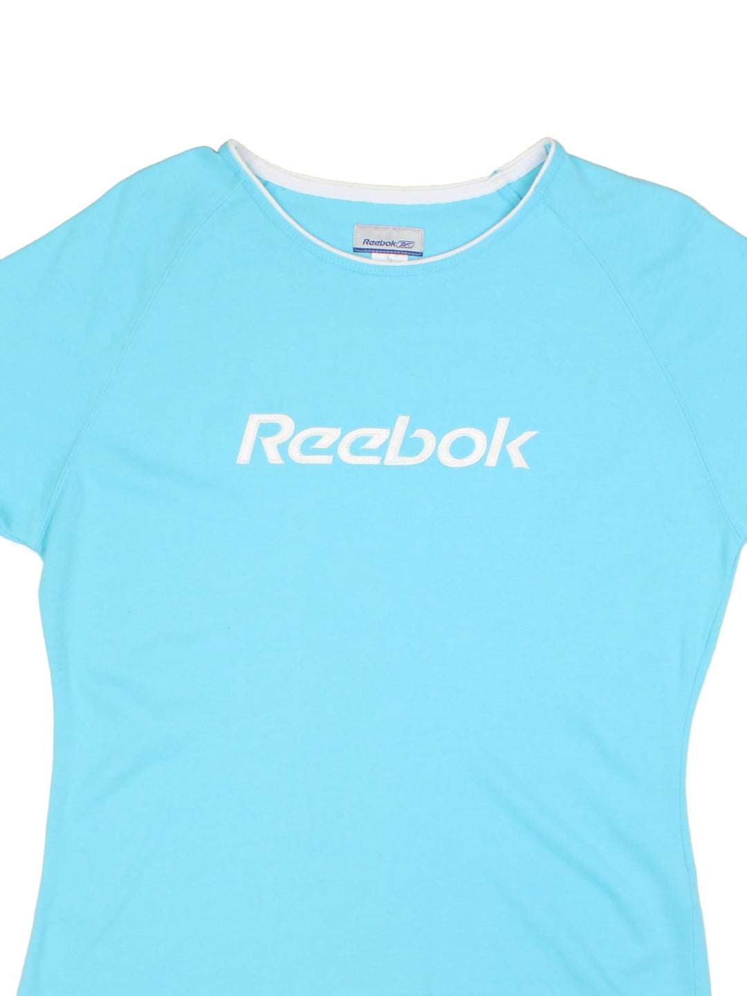 Reebok baby in blue with white piping and an embroidered spellout on the front.