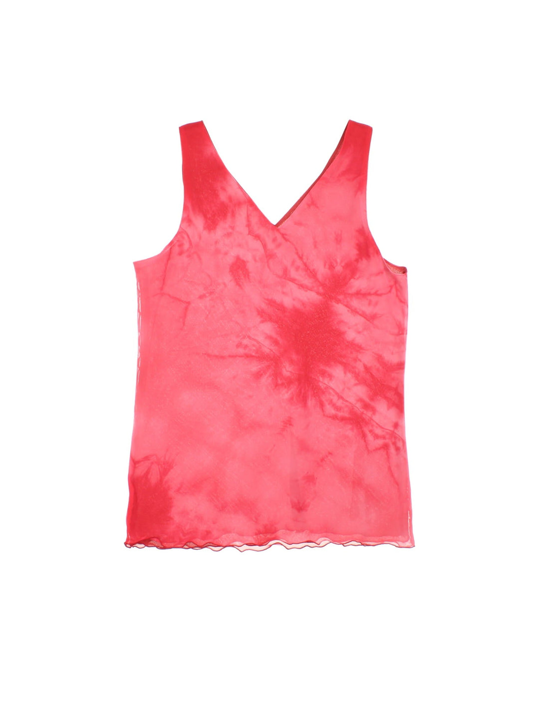 Y2K lettuce hem sheer vest top in red by Scelte D'Autore.