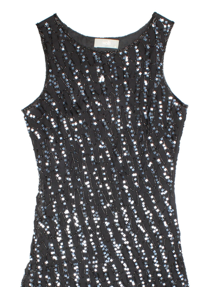 Y2K beaded midi dress in black by Wallis.