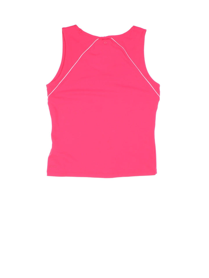 Vintage Nike Y2K vest top in a pink colourway with piping along the seams and the Nike logo printed on the front. Made from a two way stretch fabric. 