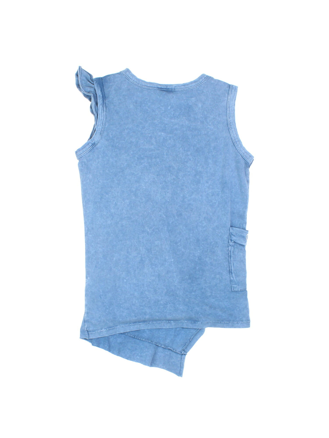 Vintage Y2K G Star vest top in a blue colourway. The vest has a large floral motif on the front, with diamantes a side pocket and a hankerchief hem.