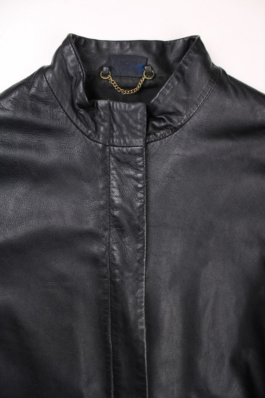 Y2K Pilot leather jacket in black with concealed zip closure. Made from 100% sheep Nappa leather.