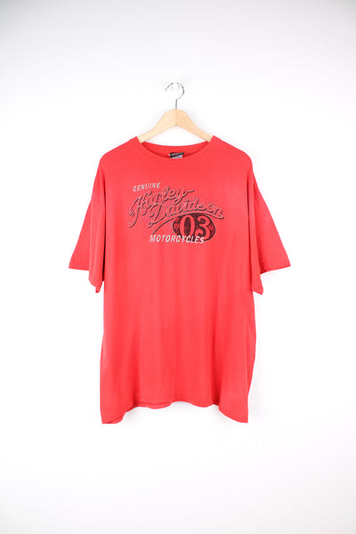 Harley-Davidson Luxembourg red t-shirt with printed graphic on the front and back