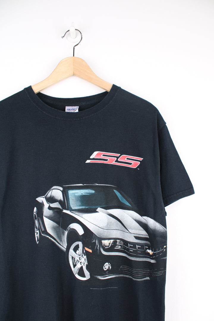 Vintage Chevrolet Camaro SS by Ralph White black t-shirt by Gildan, features printed graphic on the front 