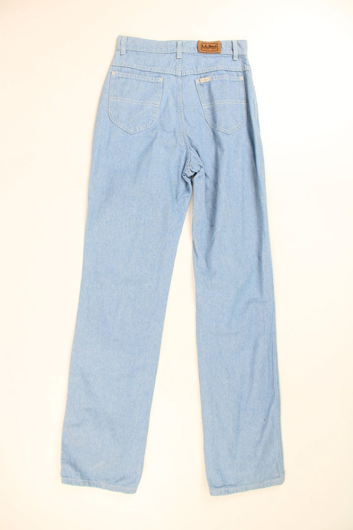 Vintage 1970's L.L Bean light blue high waisted straight leg jeans with signature logo on the pocket and waistband