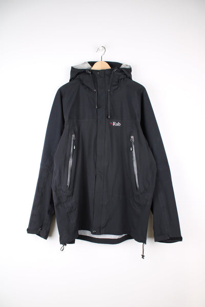 Rab Bergen zip through rain jacket. Features embroidered logo on the chest.