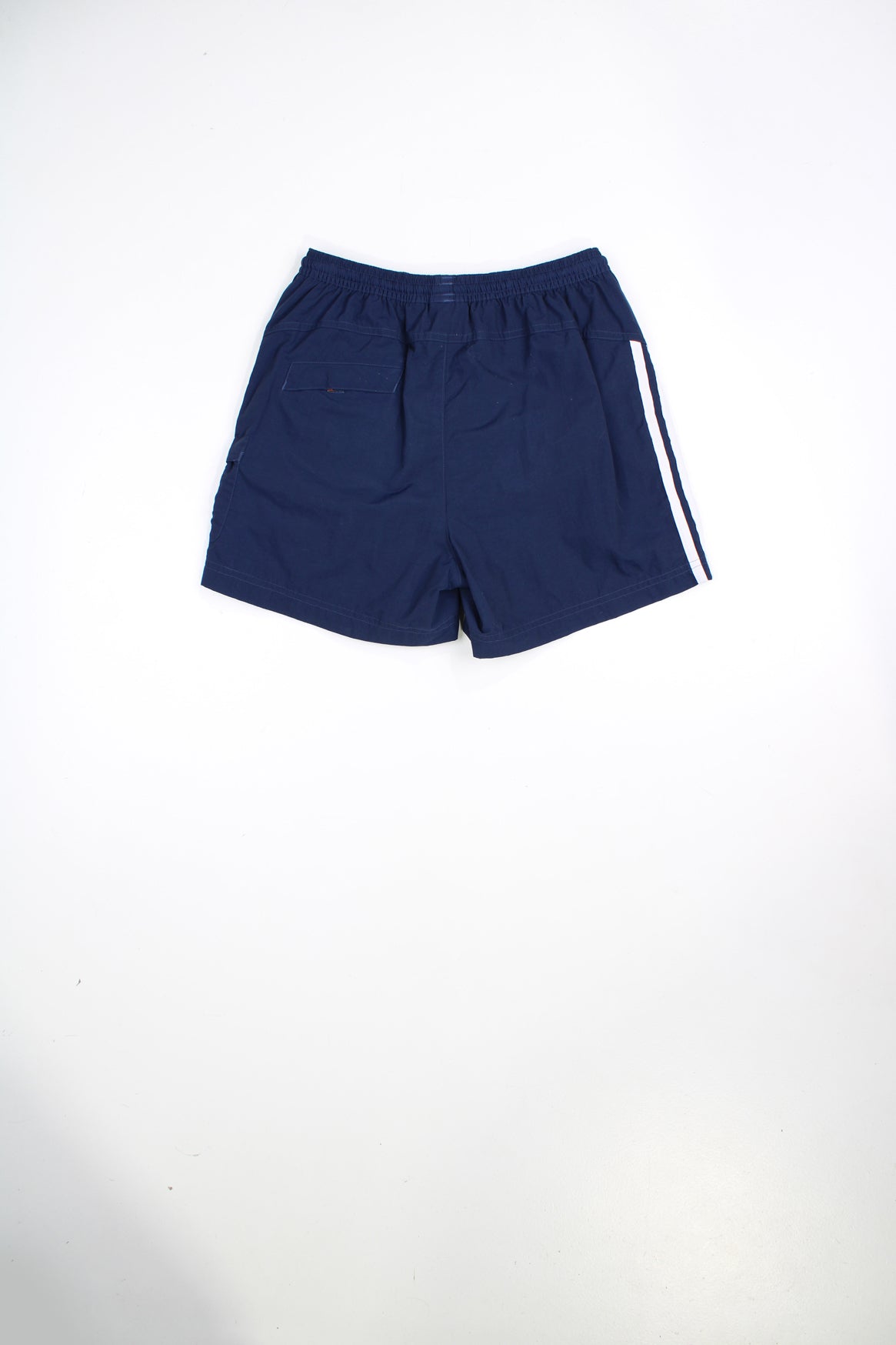 Blue Adidas swim shorts with elasticated waist and drawstring. Features signature three stripes and embroidered logo.