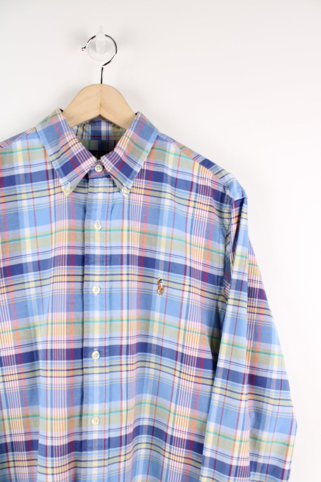 Ralph Lauren multicolor plaid shirt featuring embroidered logo on the chest.