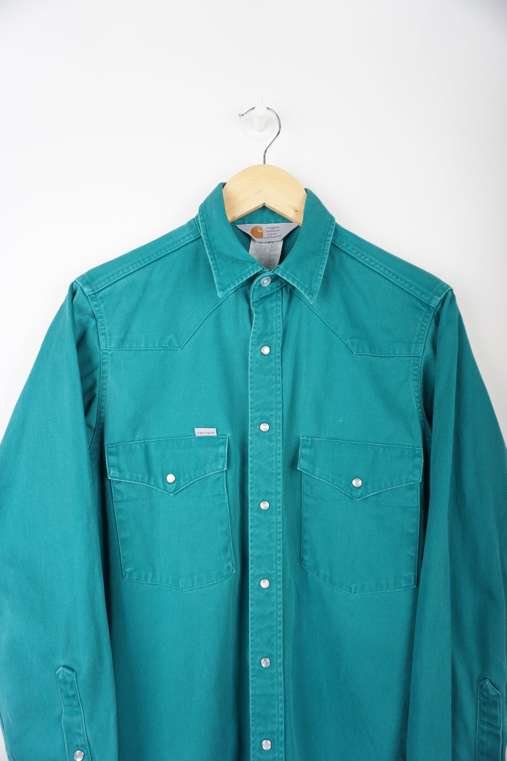 Green Carhartt Button Up Denim Shirt