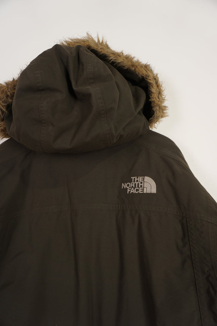 The North Face HyVent goose down outdoor coat with faux fur round the hood and multiple pockets