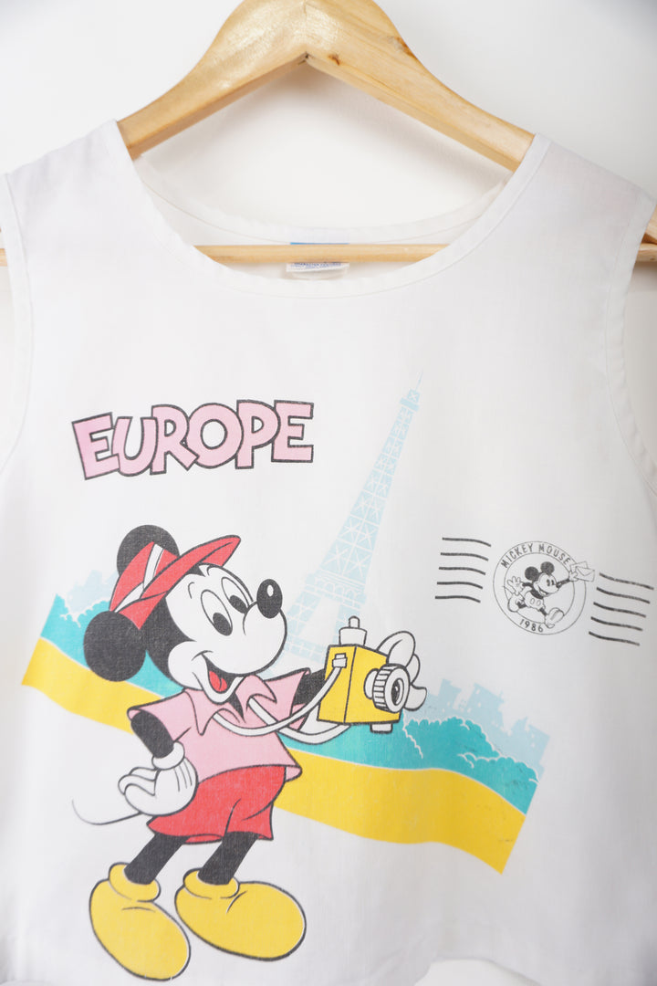 Vintage 1986 Disney Europe cotton vest top with printed Mickey Mouse good condition Size in Label: S Our Measurements: Chest: 18 inchesLength: 18 inches