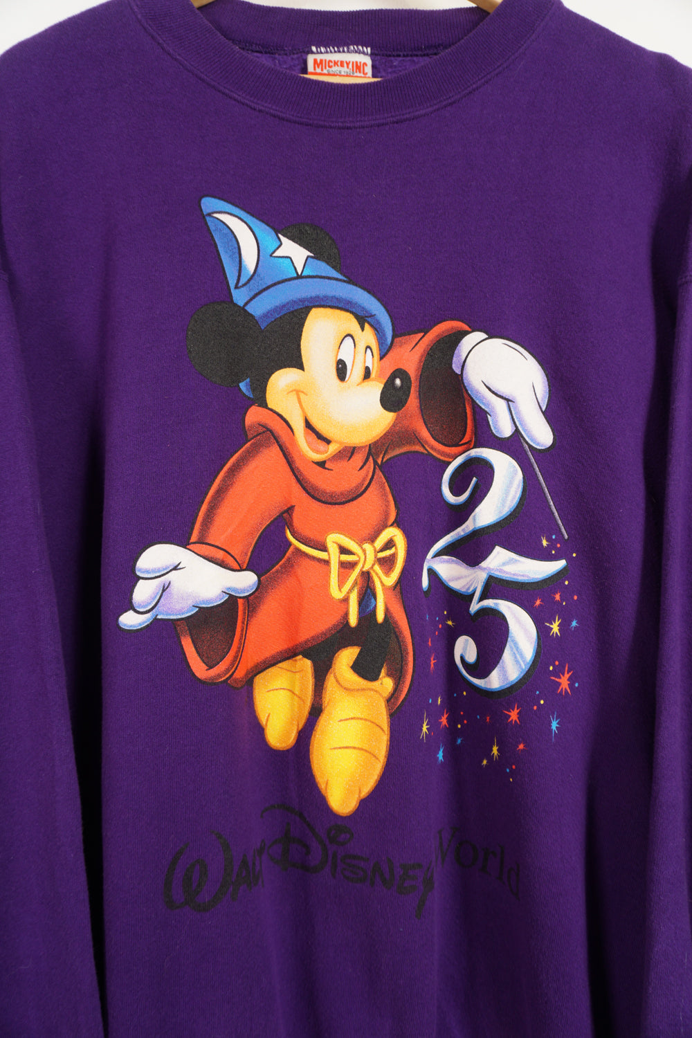 Vintage 90s Walt Disney World Mickey Graphic Sweatshirt 25th Year Anniversary Mickey Inc label in collar good condition, very little cracking in graphic Size in Label: L