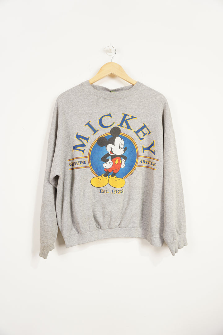 Vintage Disney Mickey Mouse graphic sweatshirt with printed graphic good condition, slight cracking on print Size in Label: N/A - fits like a Medium, slightly boxier fit 