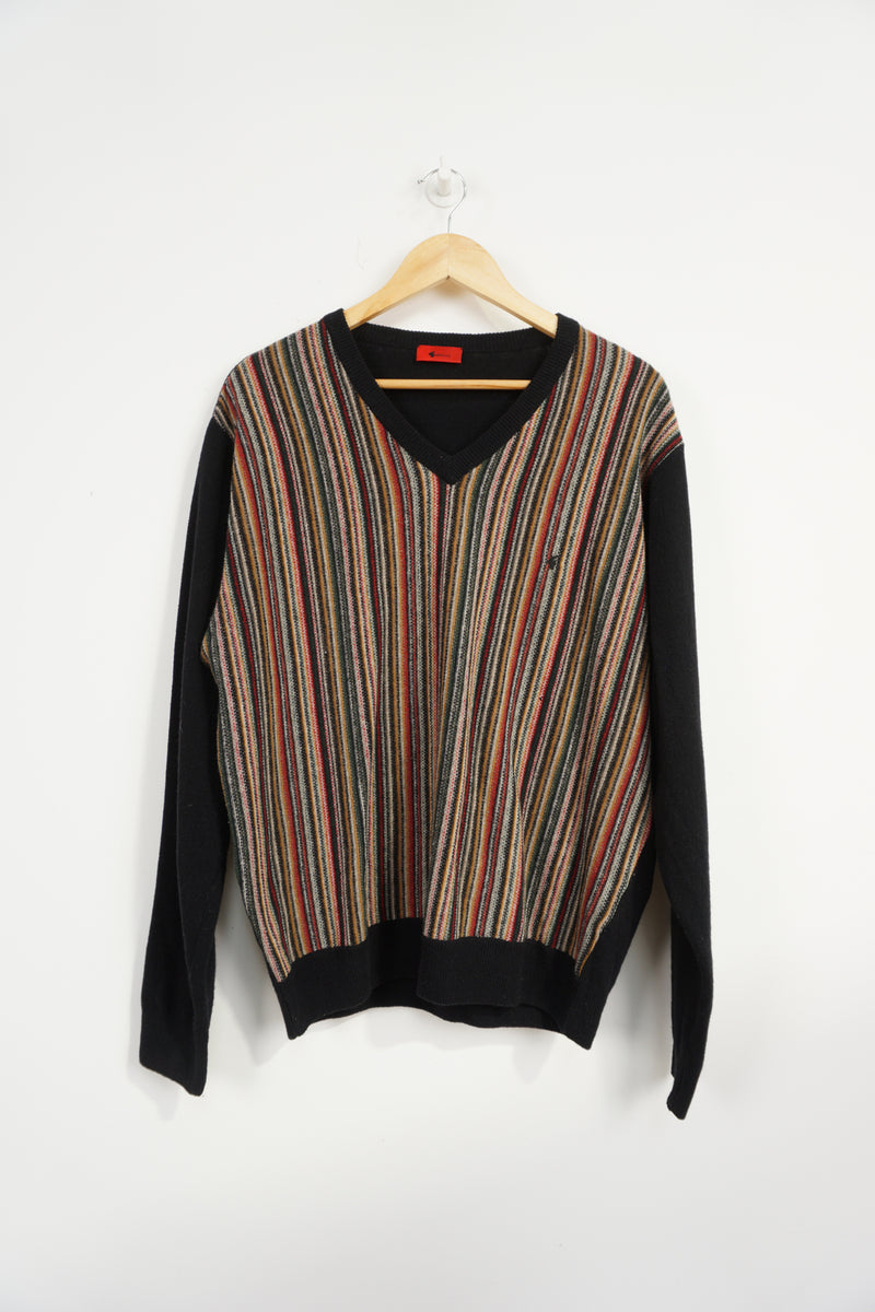 Vintage Gabicci striped lambswool v neck jumper 