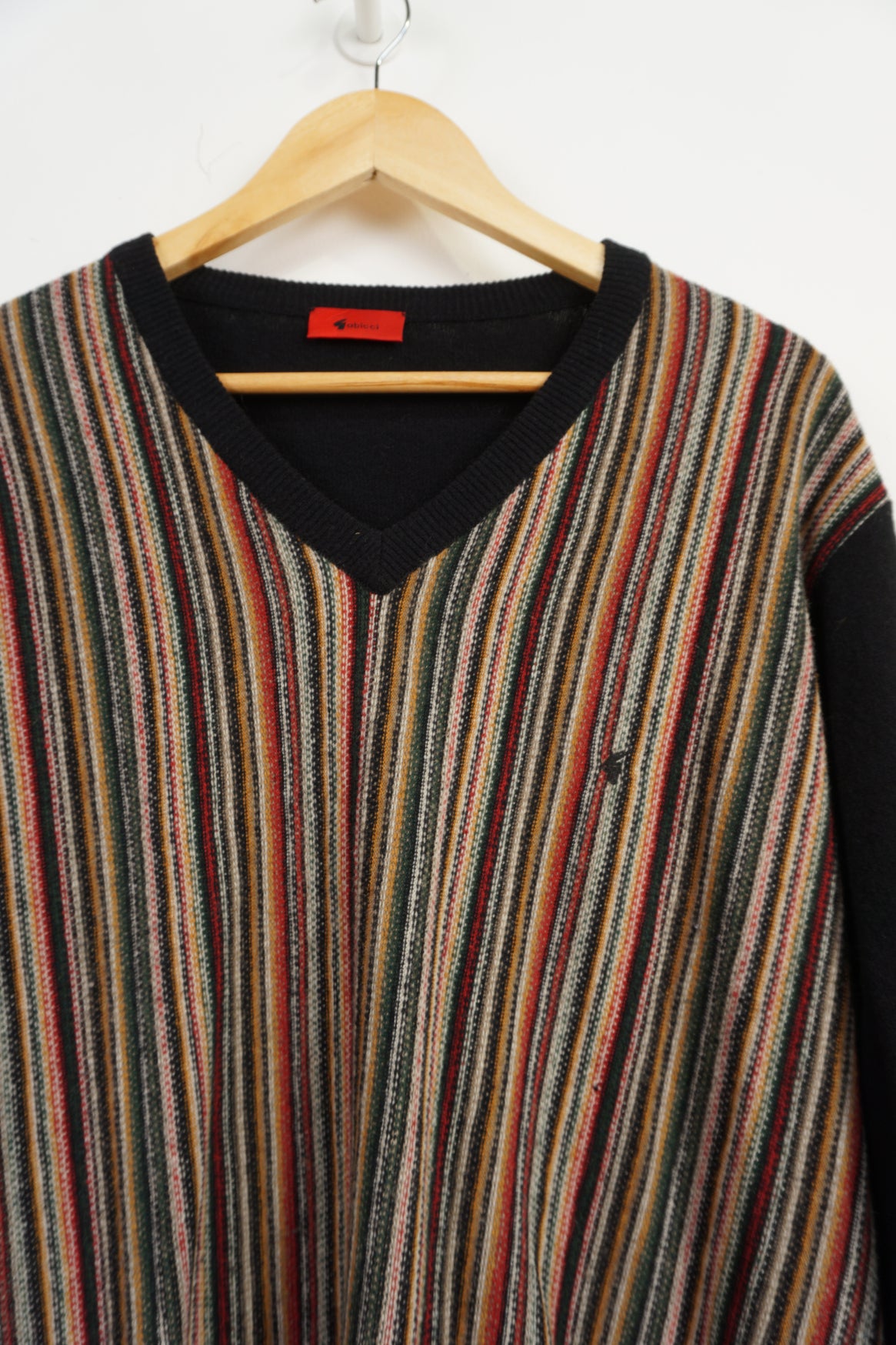 Vintage Gabicci striped lambswool v neck jumper 