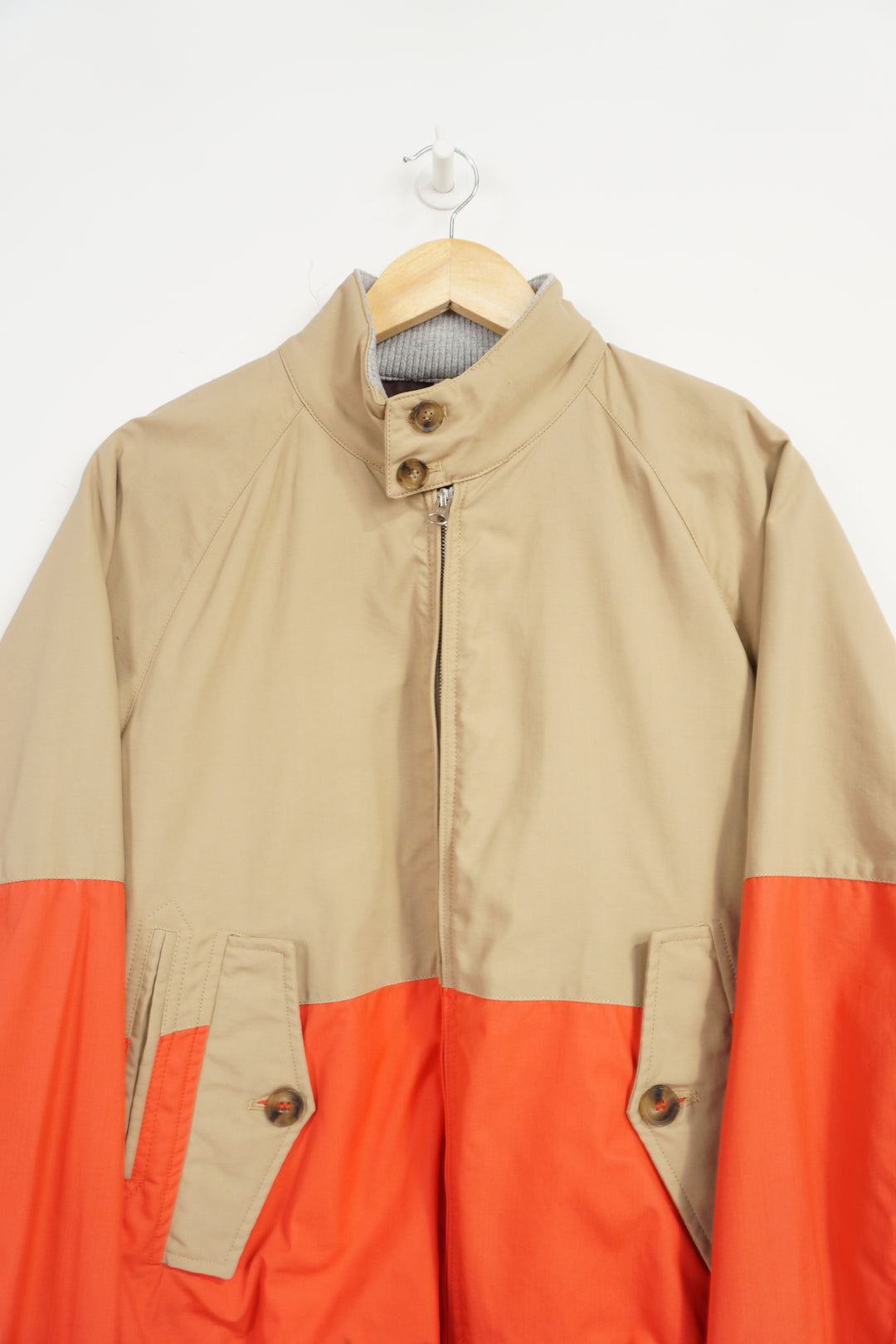 Vintage tan and orange Baracuta Harrington Jacket, with elasticated waist and cuffs