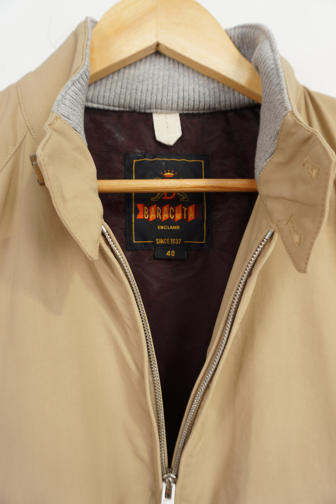 Vintage tan and orange Baracuta Harrington Jacket, with elasticated waist and cuffs