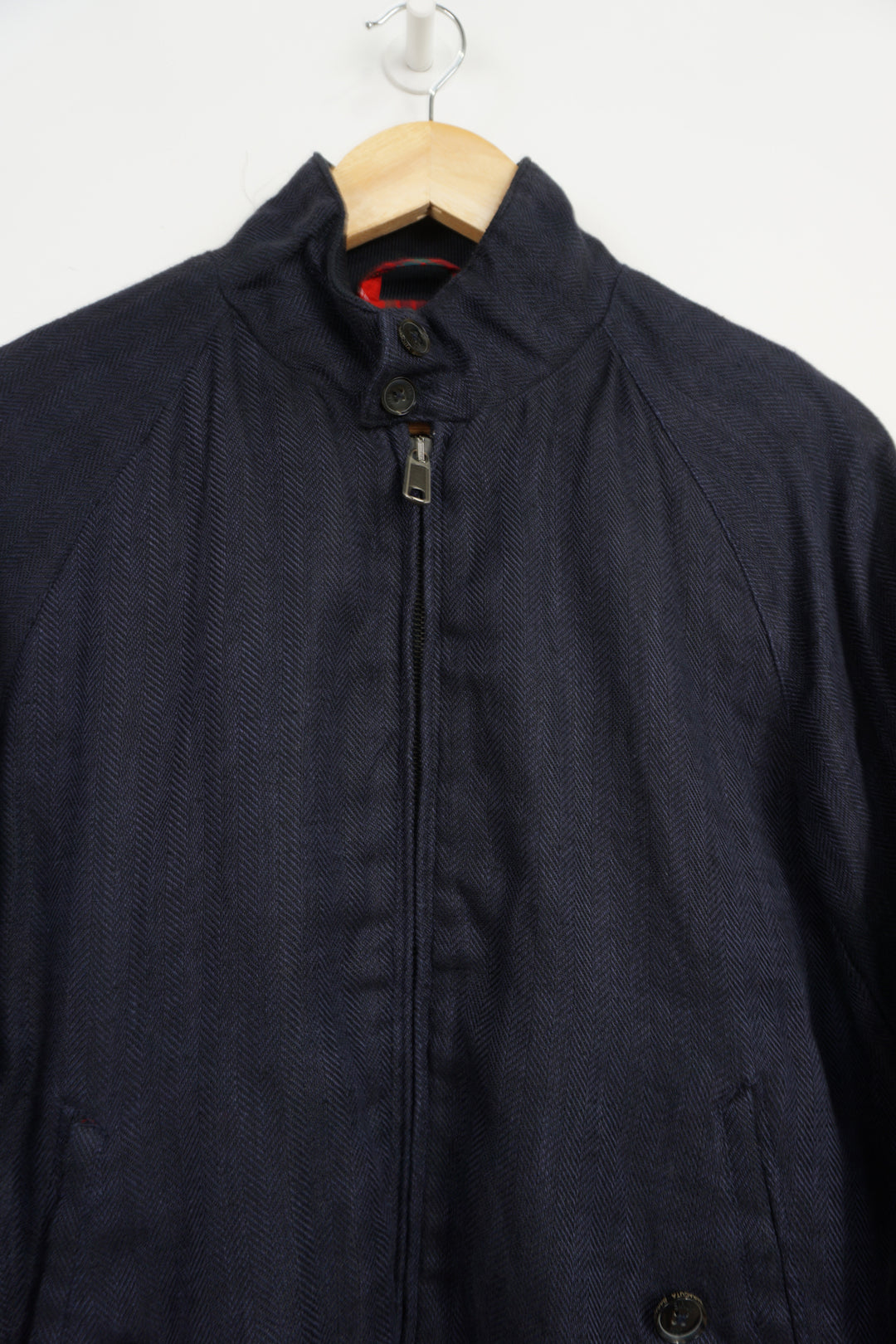 Vintage navy blue Baracuta Harrington Jacket, with elasticated waist and cuffs