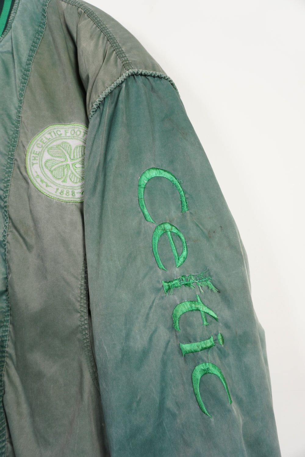 Vintage The Celtic Football Club satin leisure jacket with embroidered badges on the chest, sleeve and back