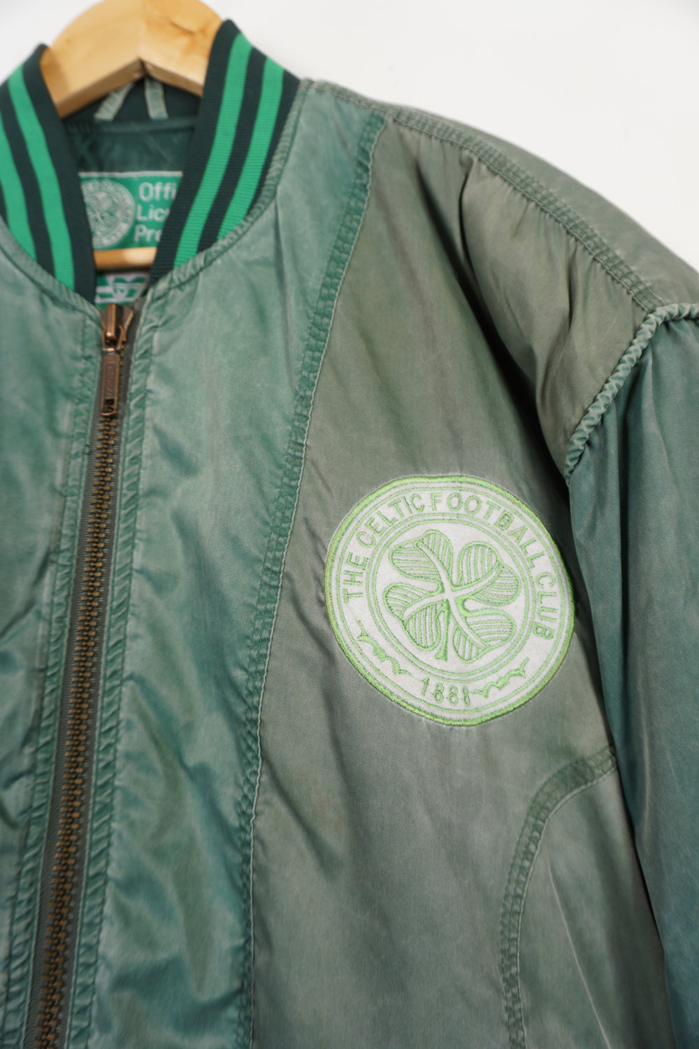 Vintage The Celtic Football Club satin leisure jacket with embroidered badges on the chest, sleeve and back