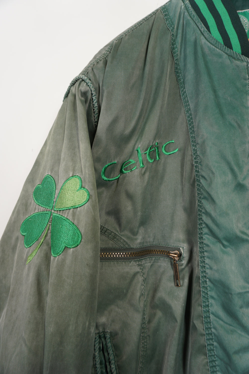 Vintage The Celtic Football Club satin leisure jacket with embroidered badges on the chest, sleeve and back