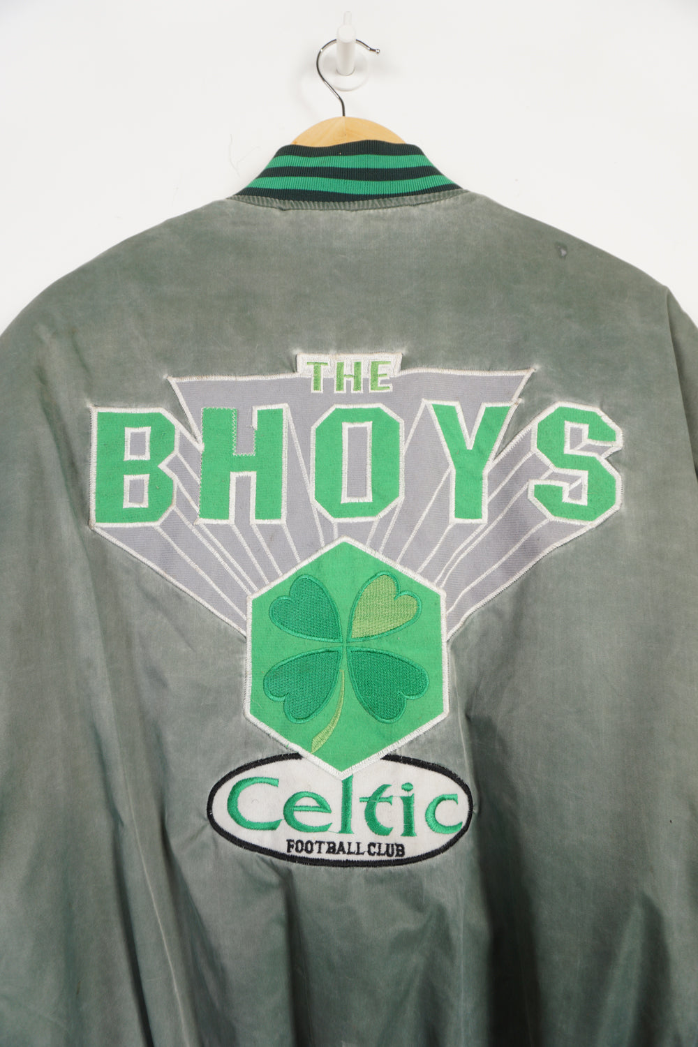 Vintage The Celtic Football Club satin leisure jacket with embroidered badges on the chest, sleeve and back