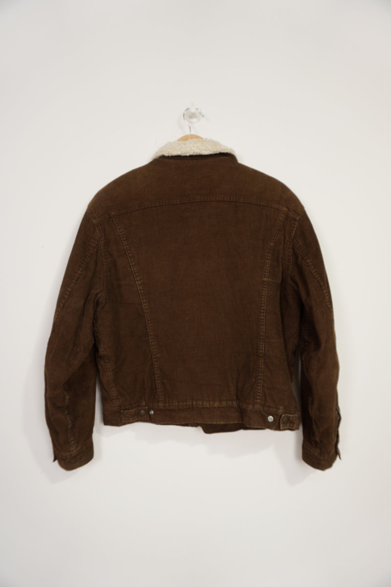 Vintage 80s chocolate brown Levi Strauss corduroy Sherpa jacket with white tab