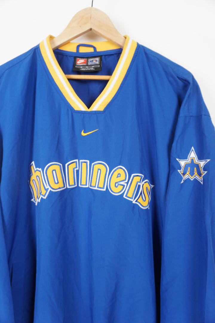 Vintage Nike x Seattle Mariners blue nylon training top with embroidered details and pockets