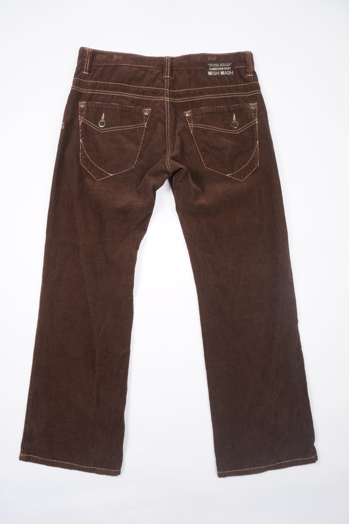 Vintage 00s Mish Mash brown corduroy trousers with contrast stitching