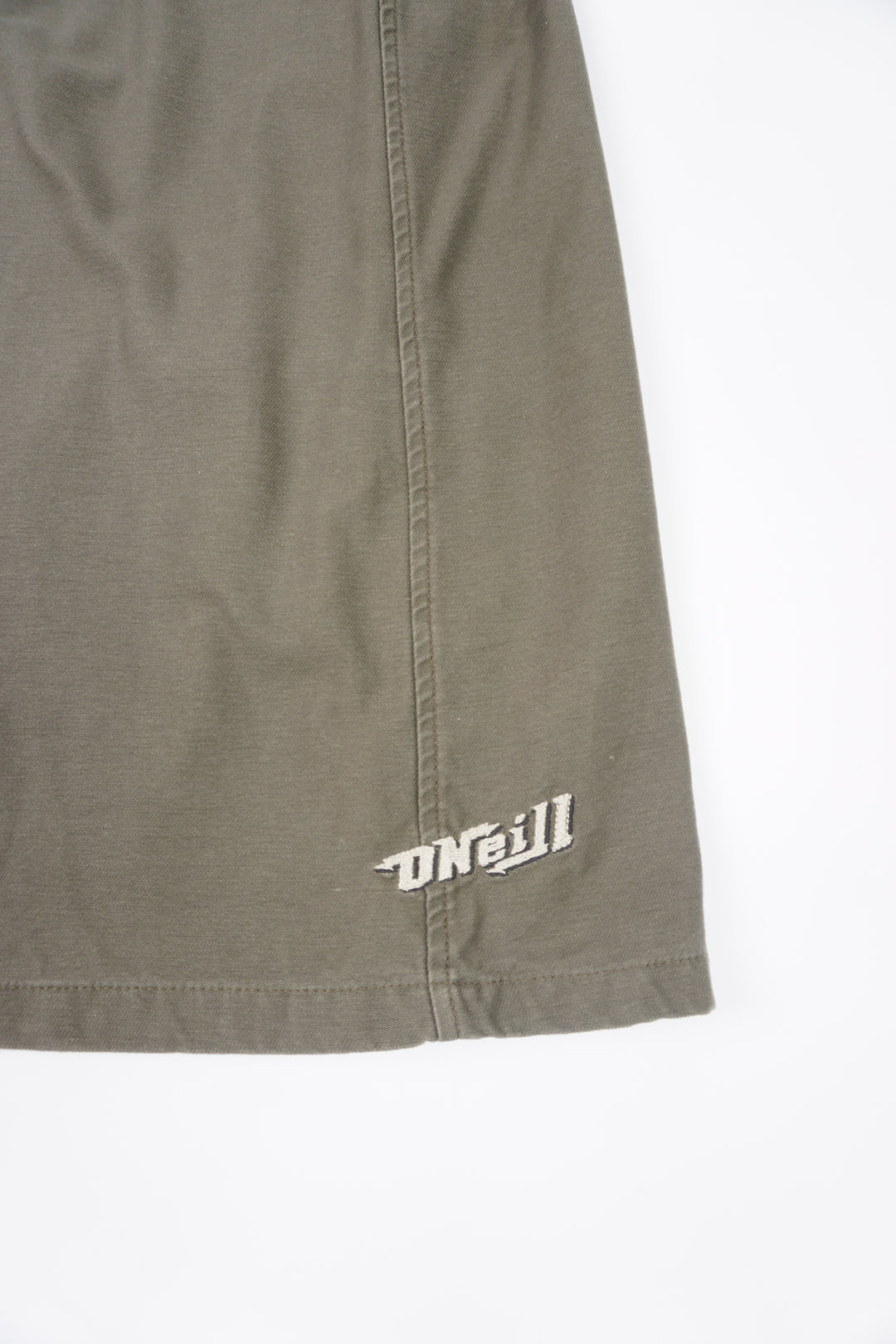 O'neill khaki green cotton mini skirt with buckle details on the side