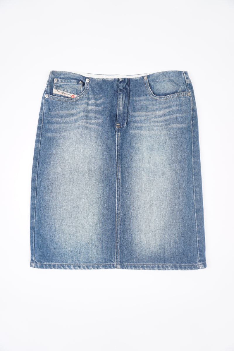 Vintage Diesel denim above the knee skirt with logo on the pocket