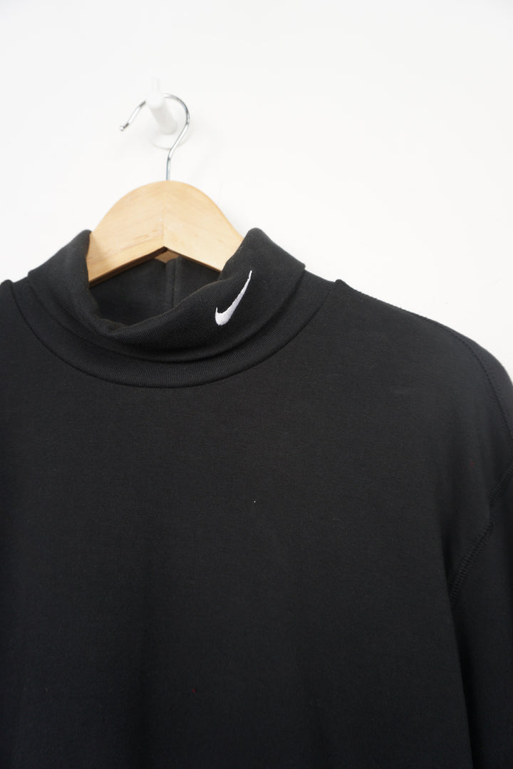 00's all black Nike turtle neck sweatshirt with embroidered logo on the neck