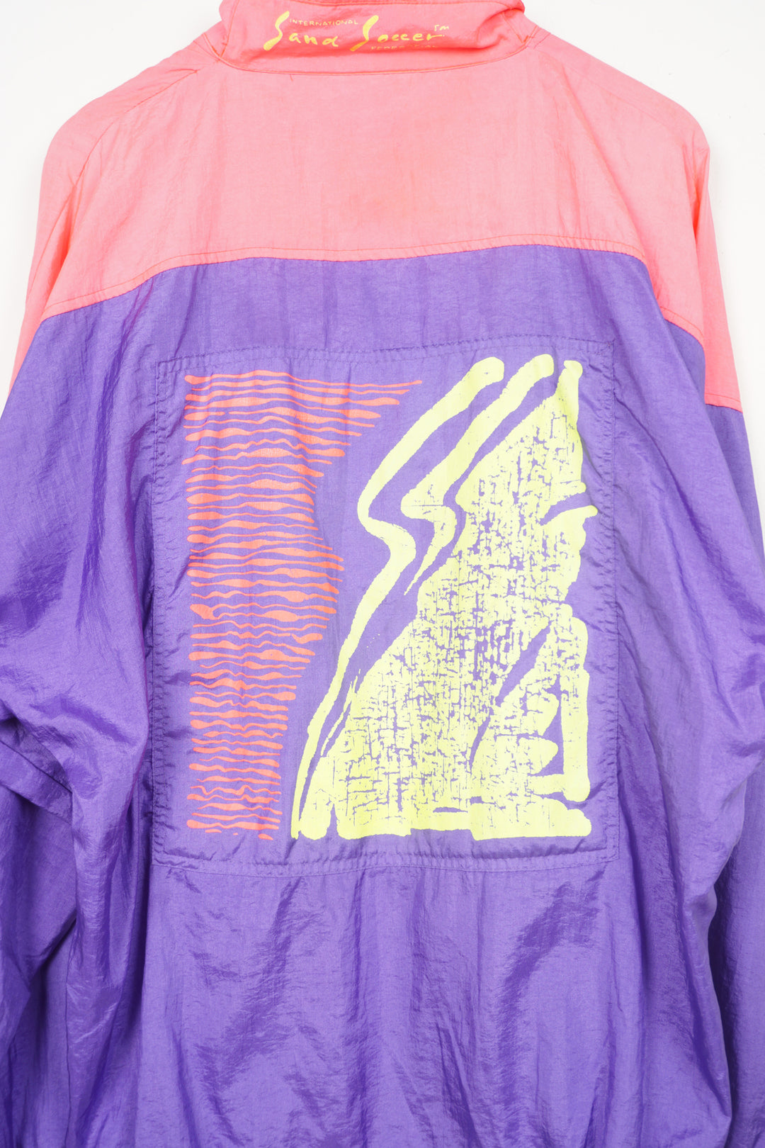 Vintage 90s Umbro Sand Soccer pink and purple 1/4 zip pullover jacket with embroidered logo on the chest and printed logo on the back