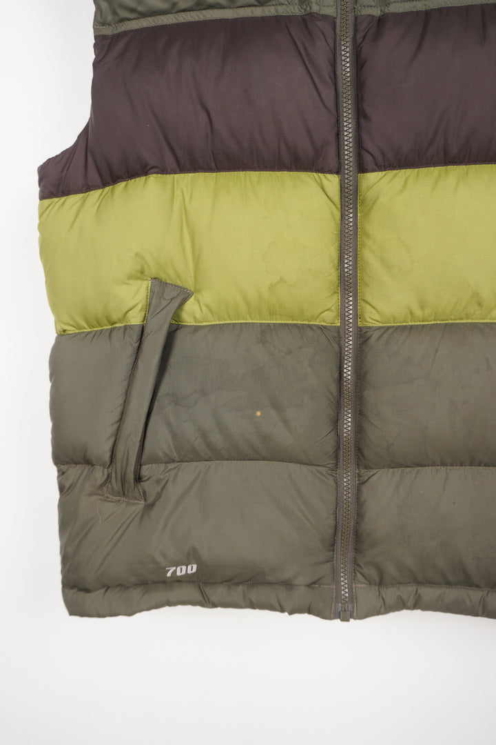 The North Face 700 down gilet with embroidered logos, drawstring hem and double pockets 