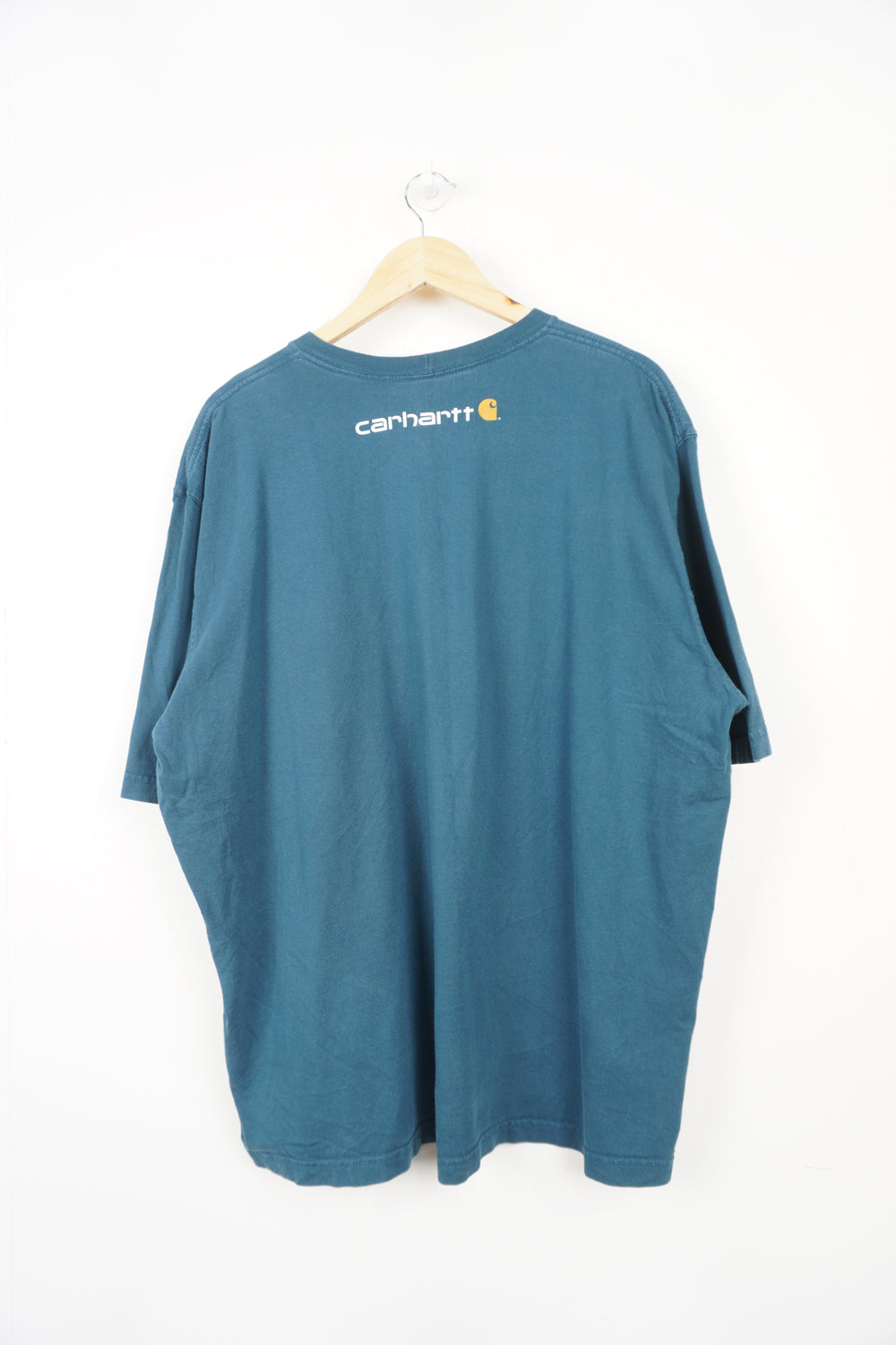 Vintage Carhartt teal blue cotton, spell-out t-shirt