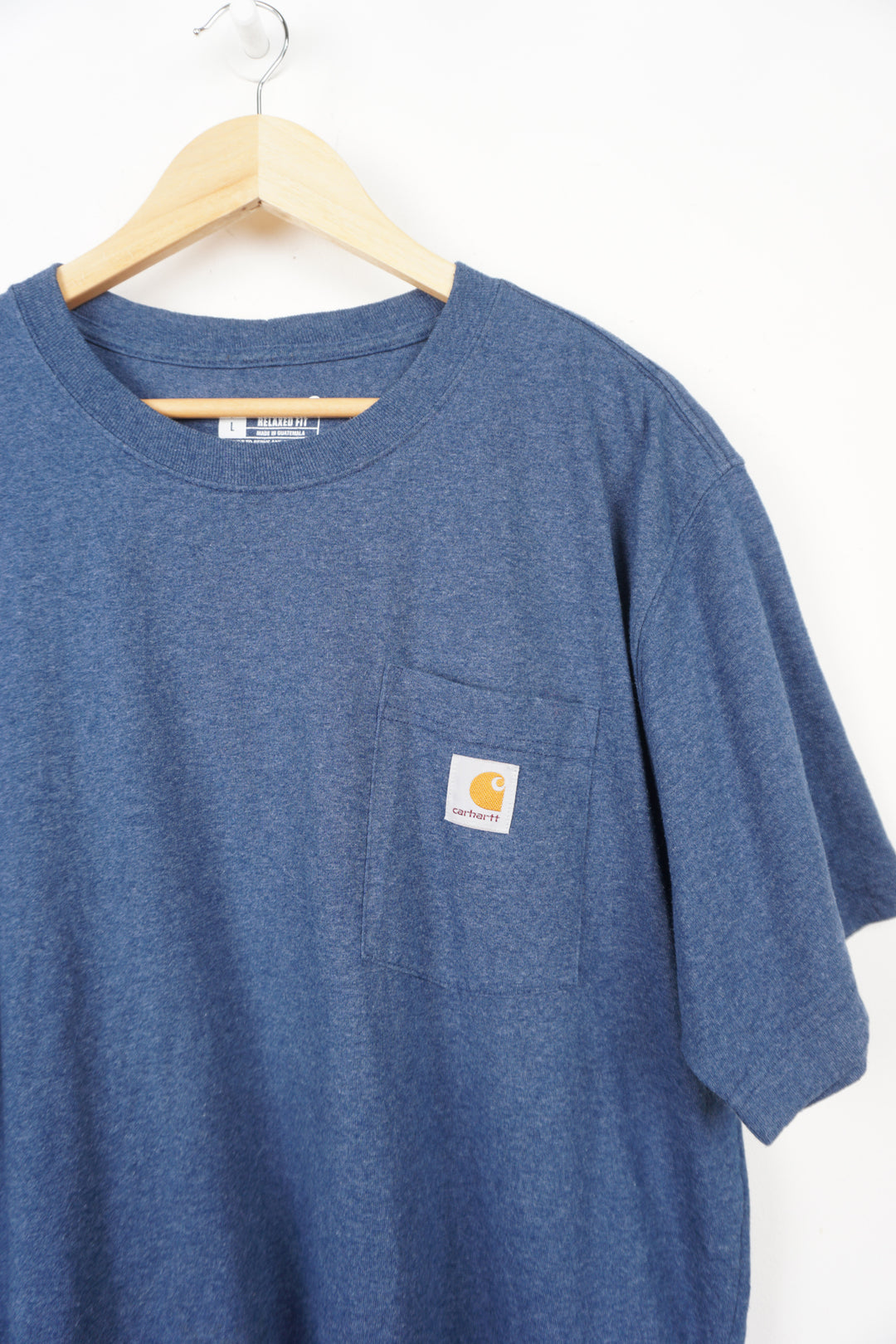 Vintage blue cotton Cahartt tee with branded chest pocket