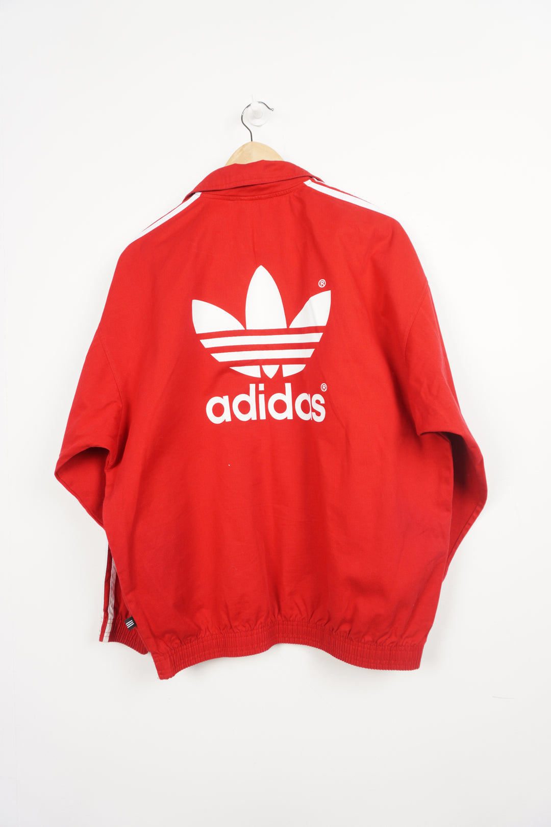 Vintage 90's Adidas x Welsh Schools FA red cotton drill top with embroidered logo on the chest and printed logo on the back