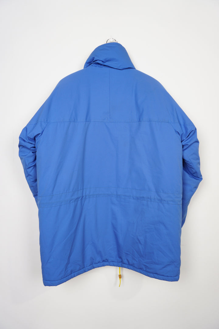 Vintage Berghaus blue Gortex waterproof padded coat with drawstring waist and foldaway hood 