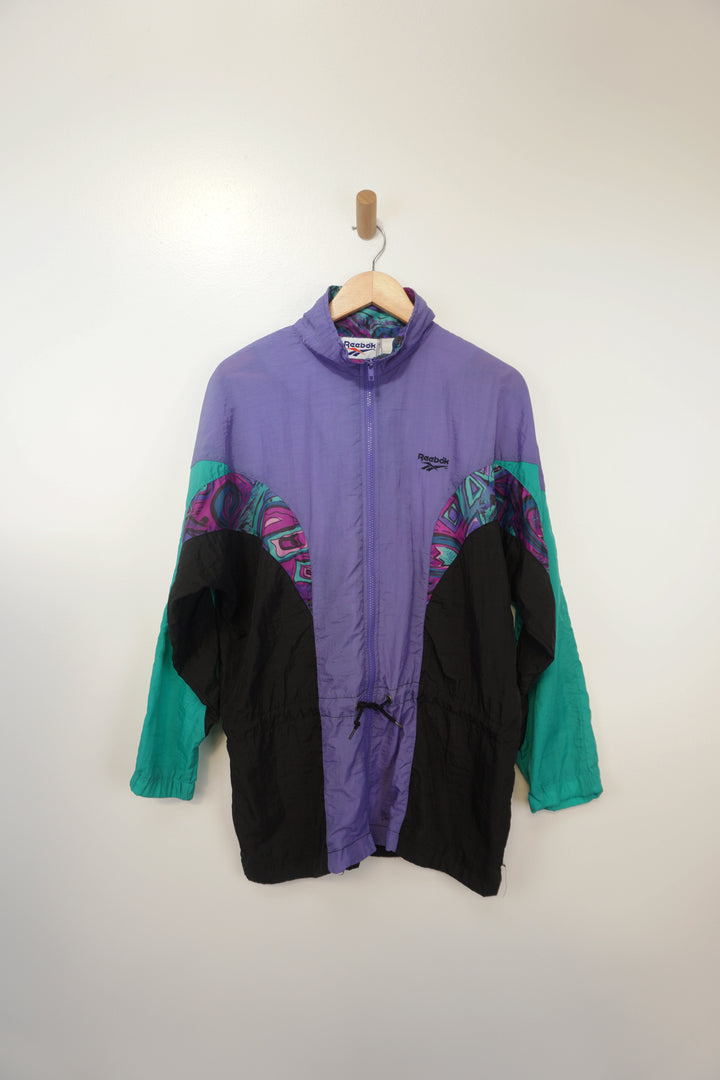 Vintage Reebok Purple Turquoise and Black Tracksuit Top