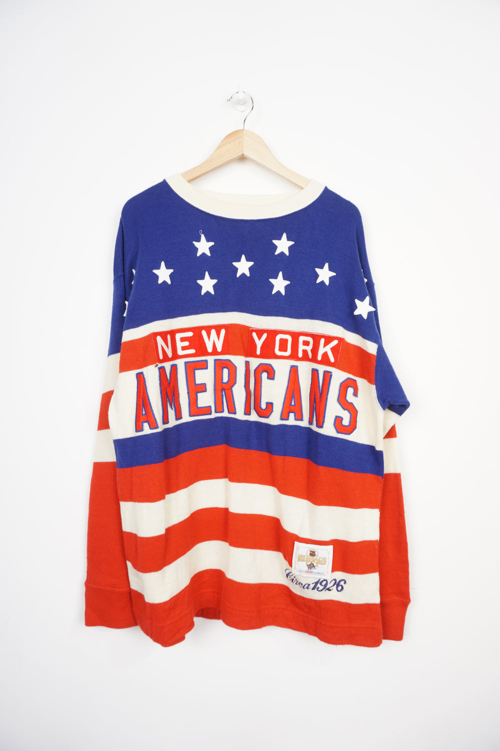 Vintage New York Americans NHL knitted jumper with embroidered stars and lettering