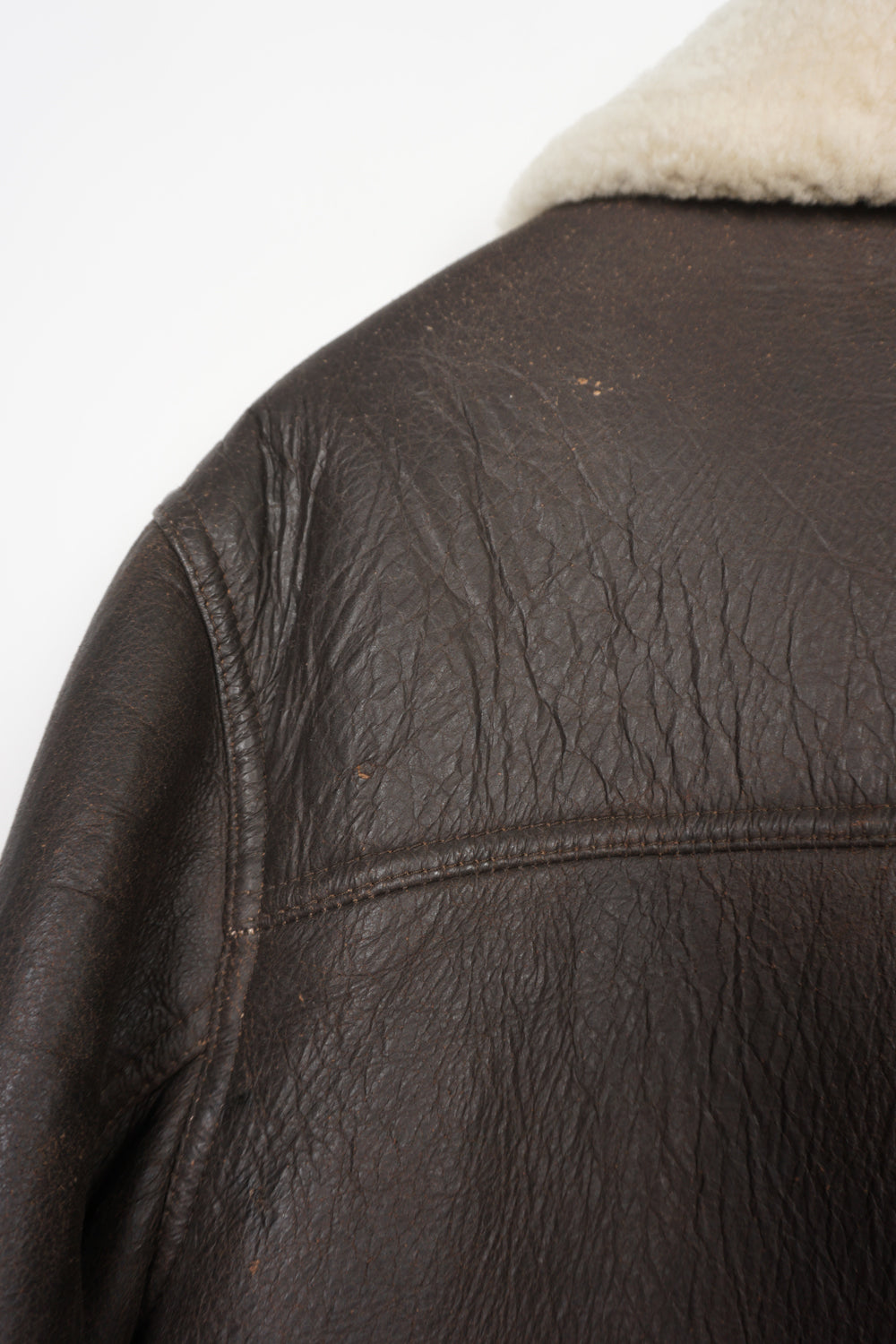 Dark brown Lakeland shearling aviator style leather jacket with buckle details