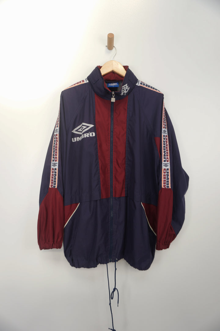 Vintage Umbro Blue and Maroon Zip Tracksuit Top