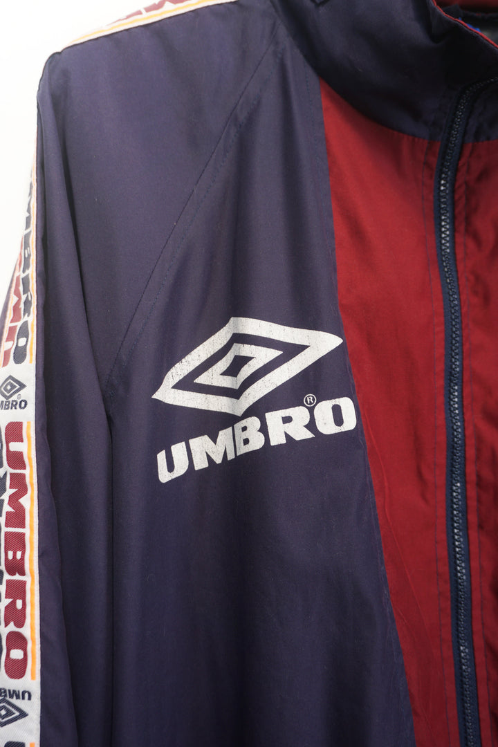 Vintage Umbro Blue and Maroon Zip Tracksuit Top