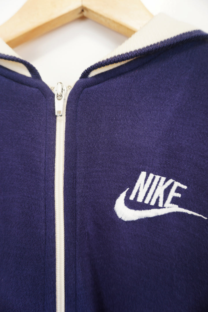 Vintage Nike Blue and White Cotton Tracksuit Top