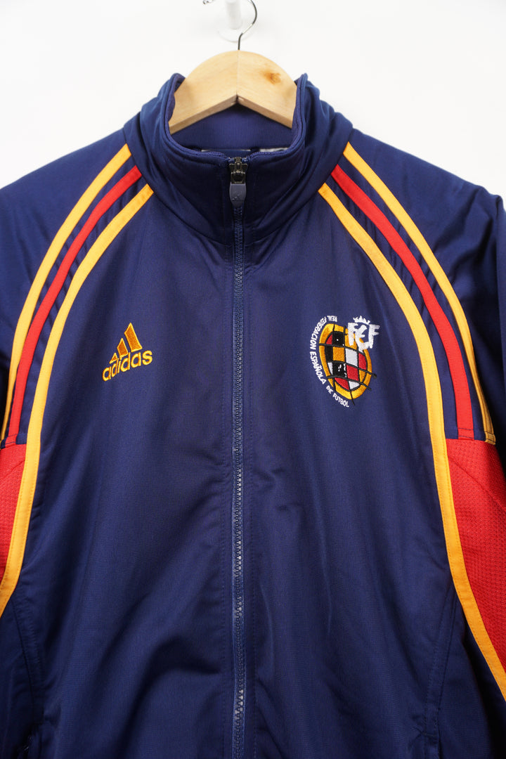 2000's Spain x Adidas navy blue and red tracksuit jacket with embroidered badge and logo on the chest