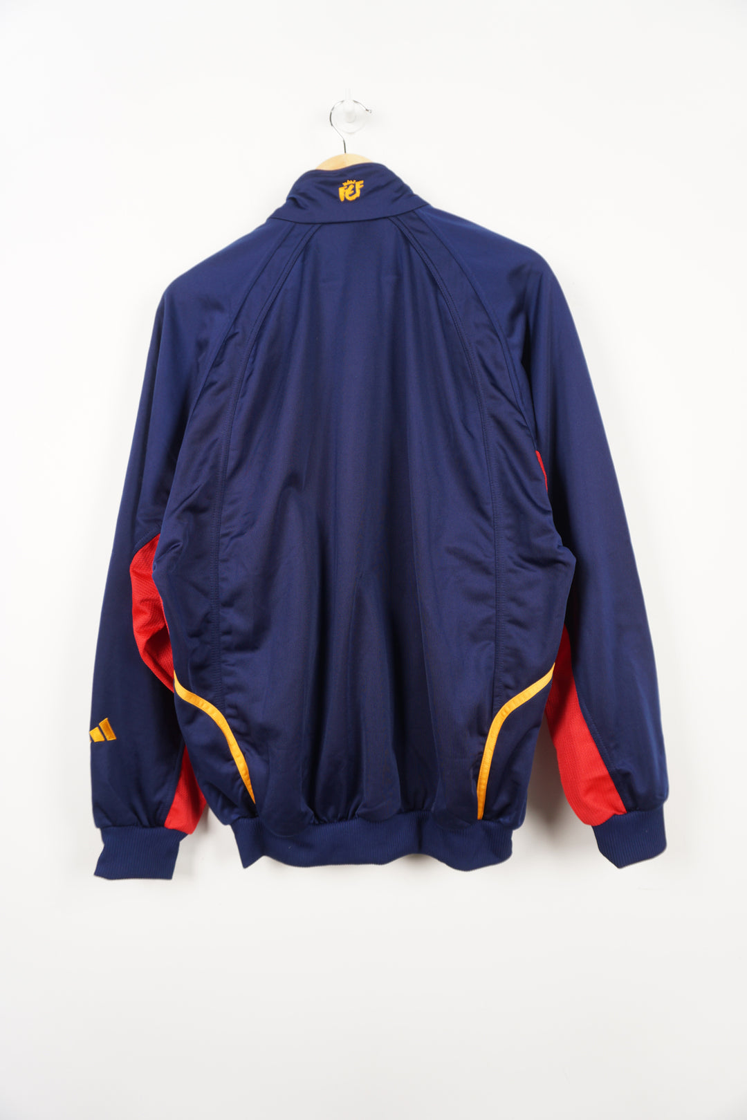 2000's Spain x Adidas navy blue and red tracksuit jacket with embroidered badge and logo on the chest