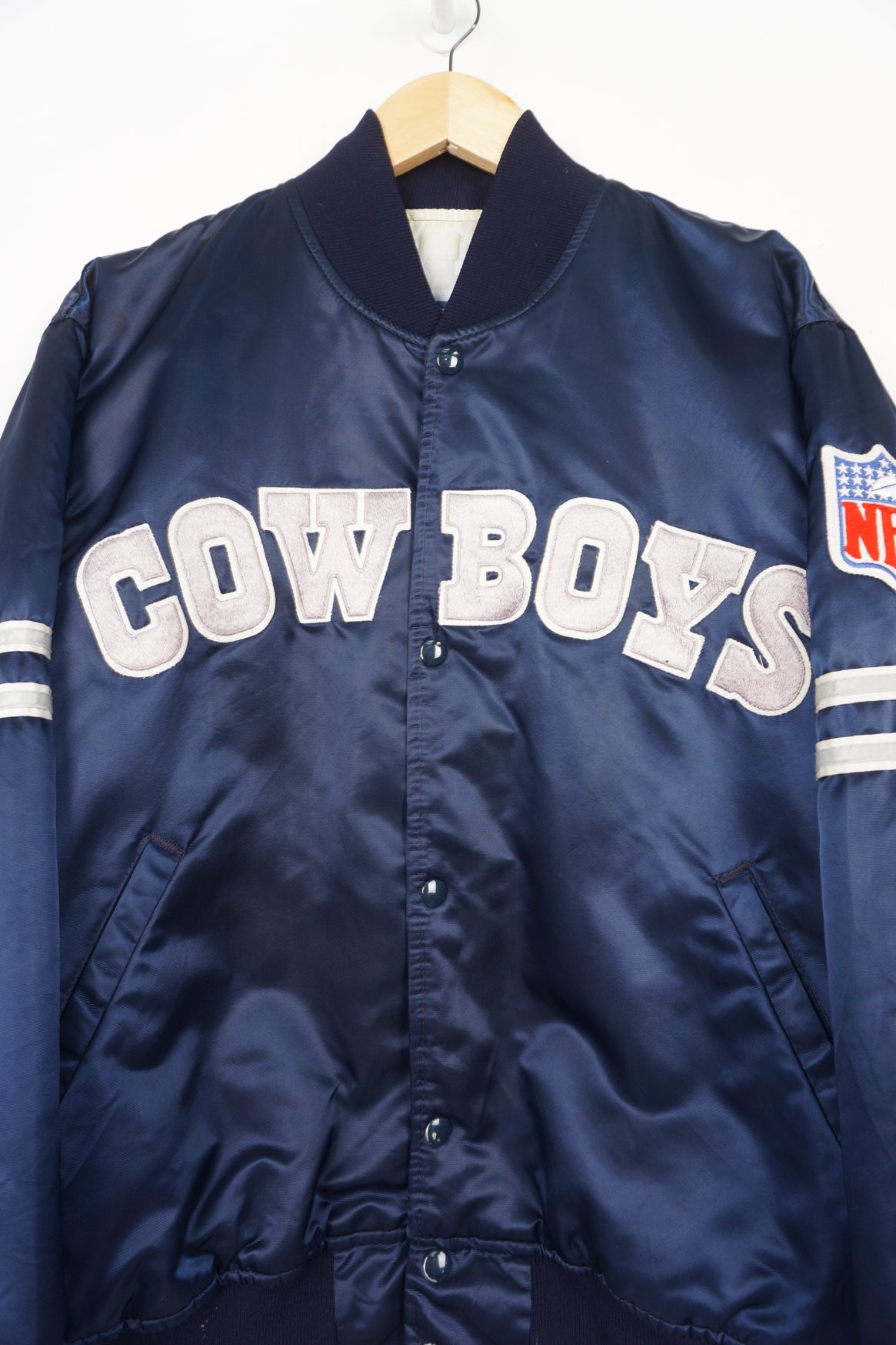 Dallas COWBOYS Jacket Satin Bomber Jacket NFL 80s Baseball Varsity Jacket  Football 1980s Snap Up Texas Jacket Shiny Coat Sportswear Large