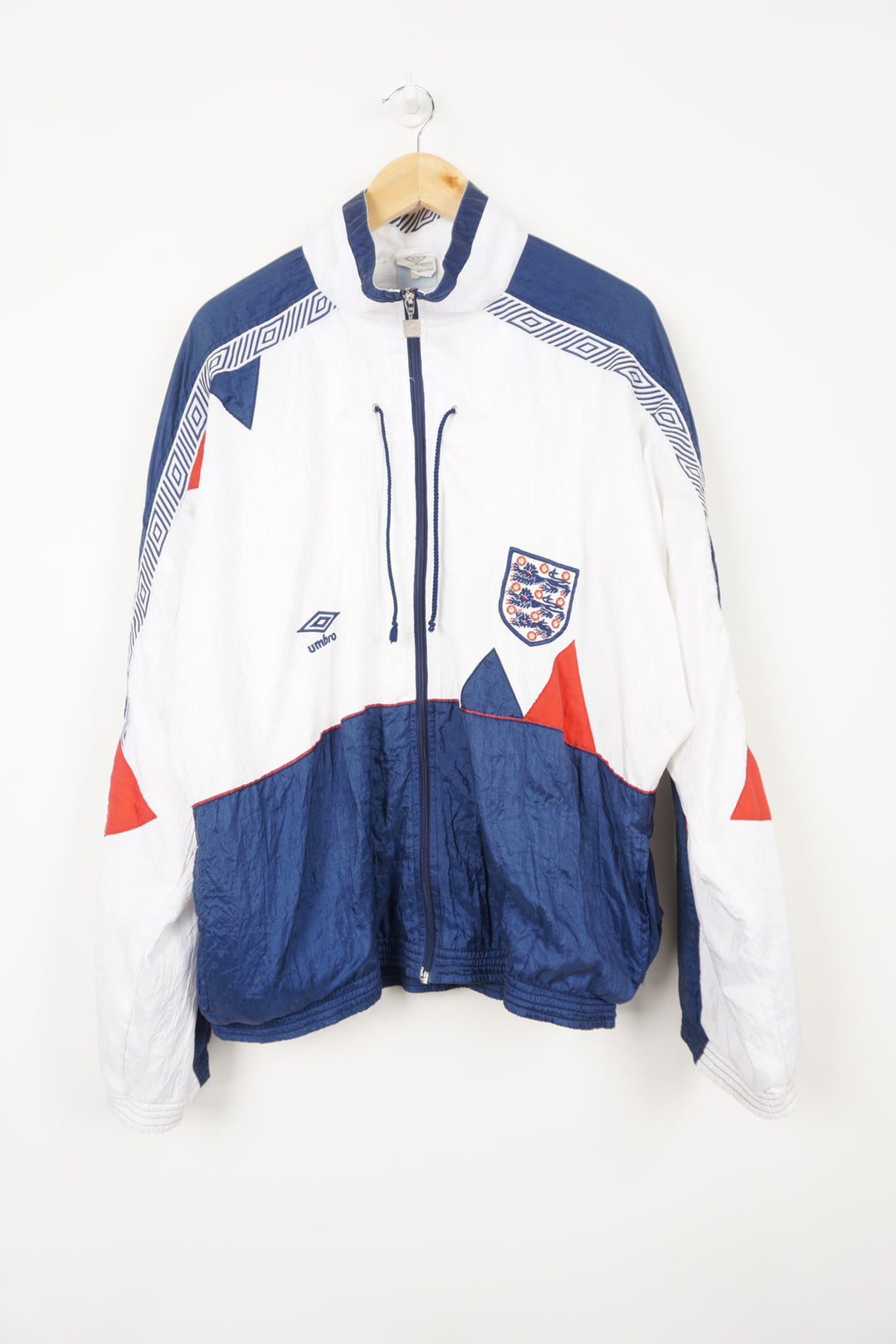 Vintage red, blue and white 1990-92 Umbro x England full tracksuit with embroidered badge details