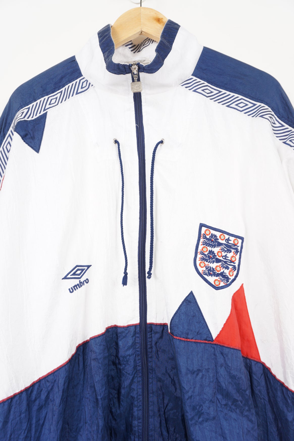 Vintage red, blue and white 1990-92 Umbro x England full tracksuit with embroidered badge details